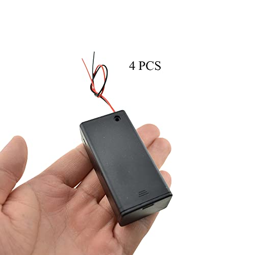 HAHIYO 9V Battery Holder Bundle with Wire Sturdy Cover Durable Snap Contact Build-in Switch Batteries Black Case Easy Install 4 Pieces for Wall Clocks Ham Radio Kids Toys - style: 9V-4P