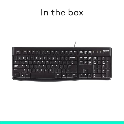 Logitech K120 Full Size Wired Keyboard USB Plug-and-Play Windows - Black