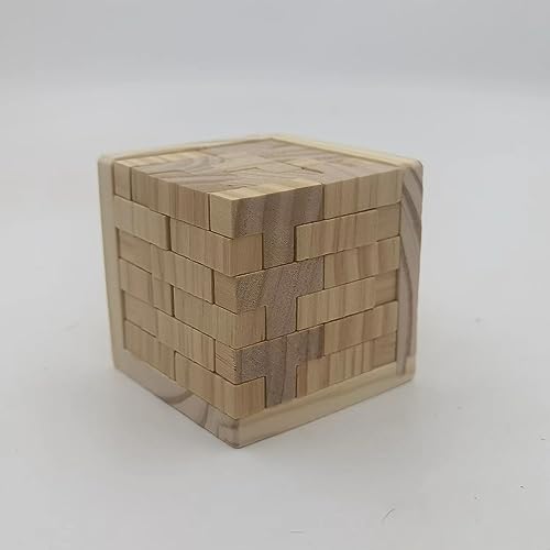 Wooden Brain Teaser Puzzles Box Brain Teasers Wooden Puzzle T-Shaped Geometric Intellectual Jigsaw Logic Cube Puzzles Mind Games for Kids and Adults - color: Original