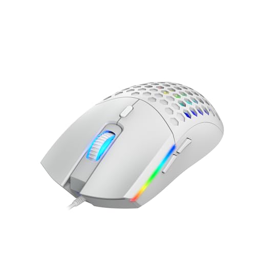 Zopsc Gaming Mouse, Wired RGB Backlit 6400DPI, Lightweight Ergonomic Mouse, Colorful Lighting for PC Gaming Office Work, S500 White - color: S500 White