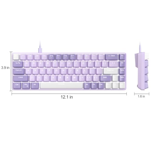 MageGee Portable 60% Mechanical Gaming Keyboard, MK-Box LED White Backlit Compact 68 Keys Mini Wired Office Keyboard with Red Switch for Windows Laptop PC Mac - Violets - color: Violet/Red Switch
