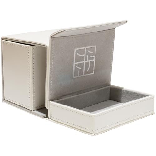 Card Deck Box for Trading Cards Battle Fits 60+ Double-Sleeved Cards anti-loss design for Dice tray and Accessories (white) - color: white