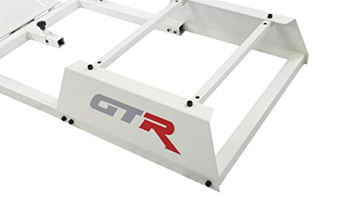 GTR Simulator GTA-F Model White Frame Triple Monitor Stand with White Adjustable Seat - color: White, White Red
