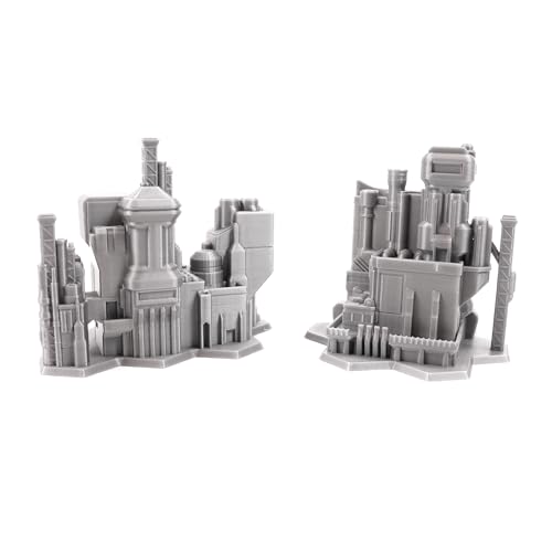 Tabletop Terrain 6mm Sci-Fi Cityscape Bundle 2 with Hexes for Miniatures Games Such as Epic Battletech Adeptus Titanicus (Bundle 2 with Hexes) - size: Bundle 2 with Hexes