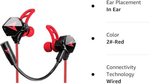 KASOTT Battle Buds Pro in-Ear Gaming Headset with Dual Microphone, Mute and Volume Control, Wired Earphones for Mobile Gaming, Nintendo Switch, Xbox One, PS, PC (Red) - color: NEW-RED