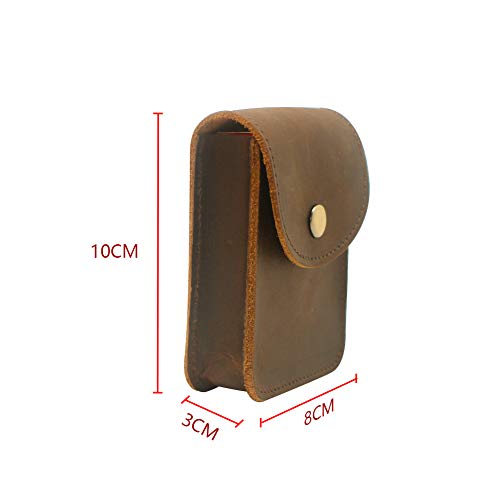Playing Card Case,Genuine Leather Deck Card Holder for Magicians Poker Players Camping Holidays Trips -Brown - color: Single deck