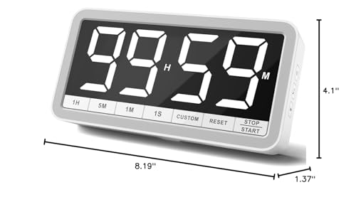 Large 7.8" Digital Timer, Magnetic LED Timer for Kitchen & Classroom | USB-C Rechargeable, Up to 99 Hours Count Up & Countdown Timer with 3 Brightness Levels, 4 Alert Modes and 3 Volume Levels - color: White