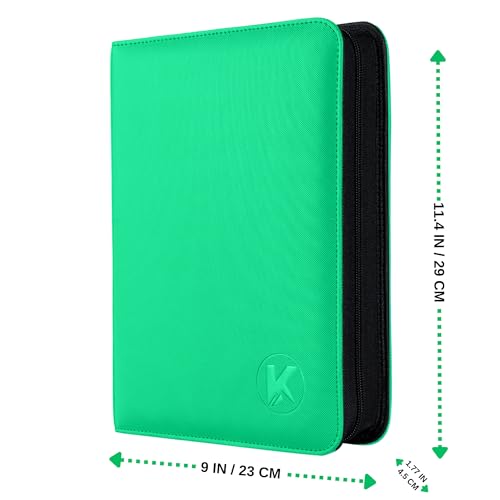 Top loader Binder, Holds 128+ Toploaders (Grass Green) | 4 Pocket Top Loader Card Storage Case, Double-Sided Pockets for trading card in 3 x 4'' Toploaders - color: Top loader Binder Grass Green