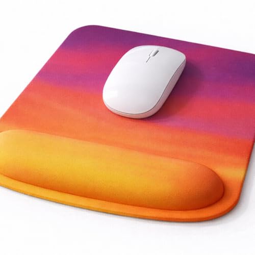 Ergonomic Memory Foam Mouse Pad with Wrist Support, Orange, Ultra-Smooth Surface, Anti-Slip Base (Sunset, Medium) - color: Sunset