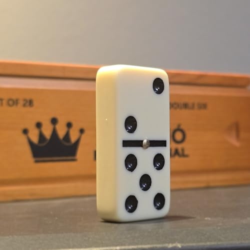 Professional Size Domino Set for Adults, Double Six Dominoes Set with 28 Melamine Tiles, Metal Spinner Center, Large 2.2" Domino Game with Premium Wooden Storage Box, Gift for Men