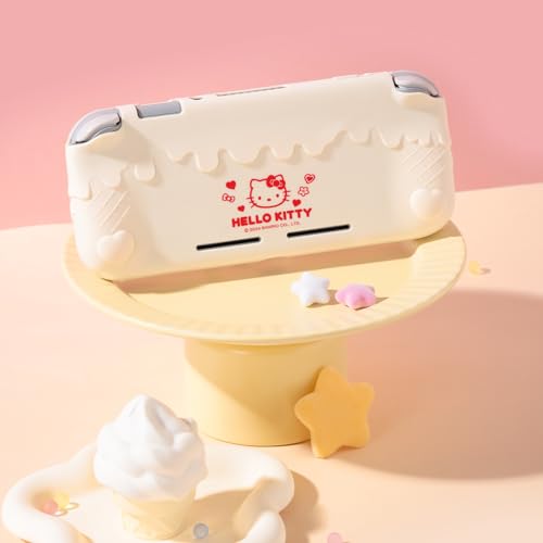 Kuitmor Switch Lite Protective Case,Soft Silicone Protective Shell,Anti-Scratch Protective Cover Case for Switch Lite with 2 Thumb Grip Caps(Beige Hello Kitty) | Soft Silicone - color: Beige Hello Kitty