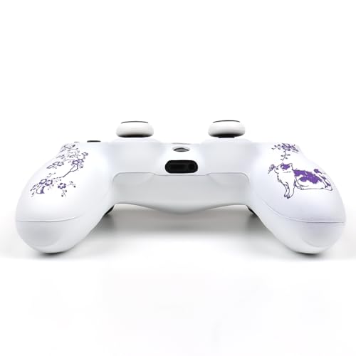 Cat Among Blossoming Branches Design Controller Skin Cover with 2 Thumb Grips Compatible with PS4/Playstation 4 Slim/Pro Controller - color: Cat White Purple
