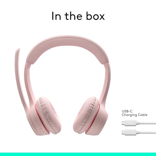 Logitech Zone 300 Wireless Bluetooth Headset with Noise-Canceling Microphone, Compatible with Windows, Mac, Chrome, Linux, iOS, iPadOS, Android – Rose - color: Rose