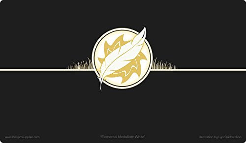Max Protection Trading Card Playmat for TCG Card Games, 24x14 Inch, Design Mat for Dice Rolling (Iconic Elemental White) - size: ICONIC ELEMENTAL WHITE