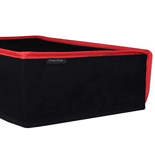 PlayVital Black Nylon Horizontal Dust Cover for ps5, Soft Neat Lining Dust Guard, Anti Scratch Waterproof Cover Sleeve for ps5 Console Digital Edition & Disc Edition - Red Trim - color: Red Trim