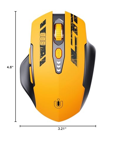 Uineer Bluetooth Mouse, Tri-Mode Wireless, Rechargeable, 3-Device Switch | Dual Bluetooth plus 2.4G connectivity, 3-device switching and a visible rechargeable battery level. - color: Yellow Black
