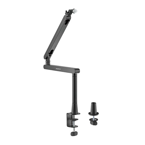 Mount-It! Mic Arm, Microphone Boom Arm, Adjustable Full Motion Mic Desk Mount, for Streaming, Gaming, Podcast, Recording, 3/8" and 5/8" Compatible, Low Profile Design, Height up to 27.8", Black