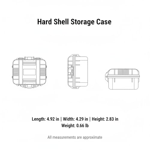 Compact Hard Shell Storage Case with Foam Insert, PP Plastic Box for Small Accessories, 4.9 x 4.3 x 2.8 Inches, Black