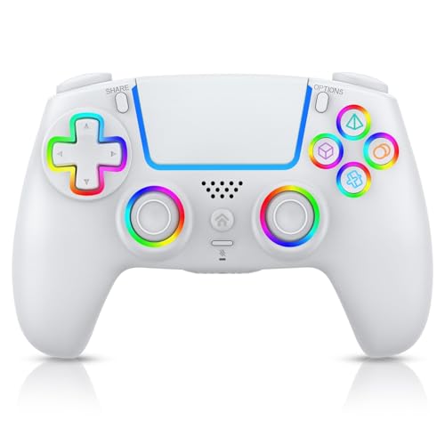 AFMVV Wireless Controller for PS5 with RGB LED,TURBO, Dual Vibration, 6 Axis Gyro Sensor, Touchpad, Ergonomic for Playstation 5 Controller, Compatible with PlayStation 5/PC/Mac/ios, Anti-Slip - color: Black-2