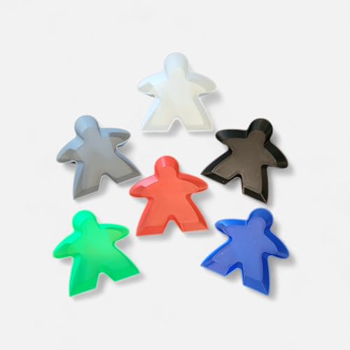 Game Token Tray for Board Games, Plastic, Red Yellow Green Blue, Stackable Lightweight Durable (6)