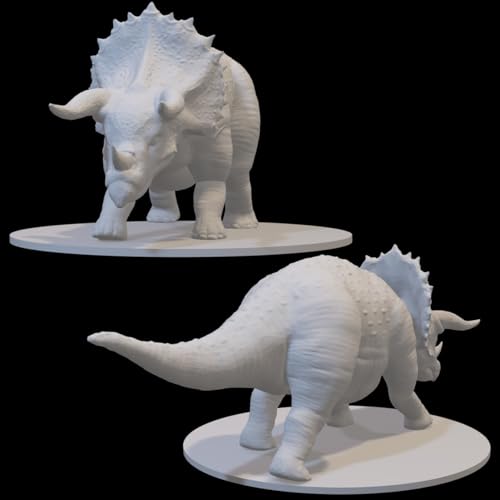 Dinosaur Miniatures for DND Pathfinder RPG Unpainted Resin 28mm-32mm 3D Printed (Triceratops - 3" - Huge)