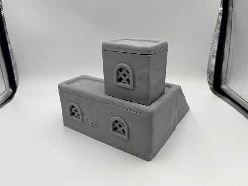 Architectural Terrain Set for 28mm (1/64) Miniature Wargames, 3D Printed and Paintable, Gift for Hobby Enthusiasts (Desert Building)