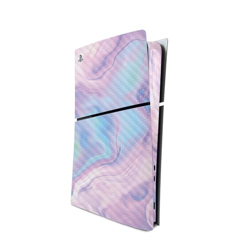 MightySkins Carbon Fiber Skin for PS5 PlayStation 5 Slim Digital Edition Console Only - Pastel Wave Protective, Durable Textured Carbon Fiber Finish Easy to Apply Made in The USA - color: Pastel Wave, size: PS5 Slim Digital Edition Console Only