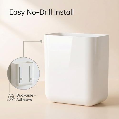 Hole-Free Remote Control Holder Wall Mount, TV/AC Controller Holder, Self Adhesive Wall Mounted Storage Container Perfect for Home, Office,No Drill Needed (2 Pcs White)