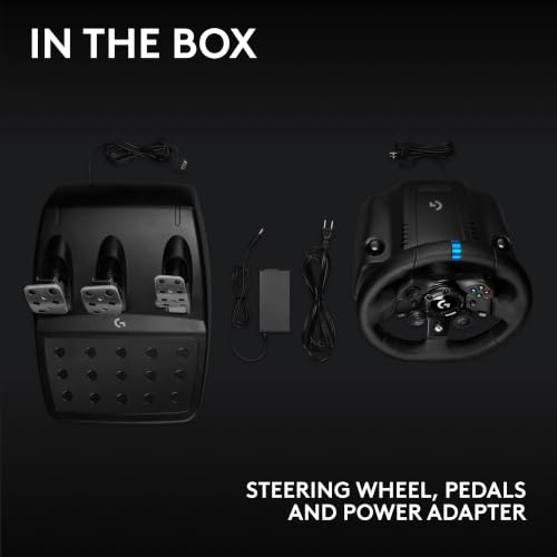 Logitech G923 Racing Wheel and Pedals for Xbox X|S, Xbox One and PC Featuring TRUEFORCE up to 1000 Hz Force Feedback, Responsive Pedal, Dual Clutch Launch Control, and Genuine Leather Wheel Cover - style: Xbox|PC