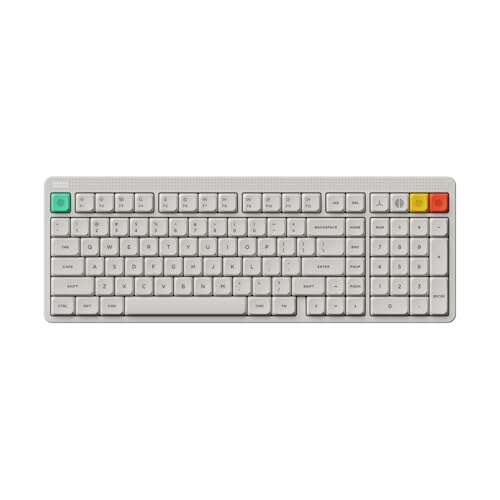 nuphy Node100 Wireless Mechanical Keyboard, Hot Swappable Custom Low Profile Keyboard, 103 Keys Computer Gaming Keyboards, Supports Touch Gestures, PBT Keycaps, RGB Backlit, Bluetooth/2.4GHz/USB-C - color: White, size: Low-profile Red Nano Switch