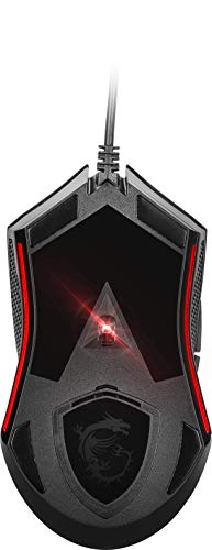 MSI Clutch GM08 - USB Symmetrical Gaming Mouse, Red LED, Optical Sensor PAW 3519 (4200 DPI), Switch up to 10 mln Clicks, Adjustable Weight System, Black - size: Simmetrico, style: Wired (symmetric)