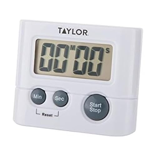 Taylor Digital Timer with 99 Minute 59 Second Display, Easy to Use, White Compact Design for Kitchen Cooking, Baking, and Timing Needs - size: 1 Count (Pack of 1)