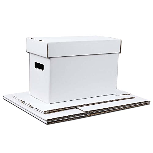 CROSSDESIGN Comic Book Storage Boxes 3 Pack, Corrugated Cardboard Moving Organizer with Handles & Collapsible Lids, Holds 150-175 Comics, 15.8" x 11.42" x 8" | Organizer with Handles & Collapsible Lids, Holds 150-175 Comics, 15.8" x 11.42" x 8" - size: 3