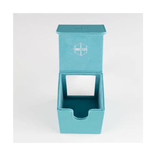 Showcase Deck Box with Display Window for Trading Card Games, Holds 100+ Double-Sleeved Cards, PU Leather, Magnetic Closure, Case for Magic MTG, Commander, Lorcana, TCG, CCG Teal - color: Teal