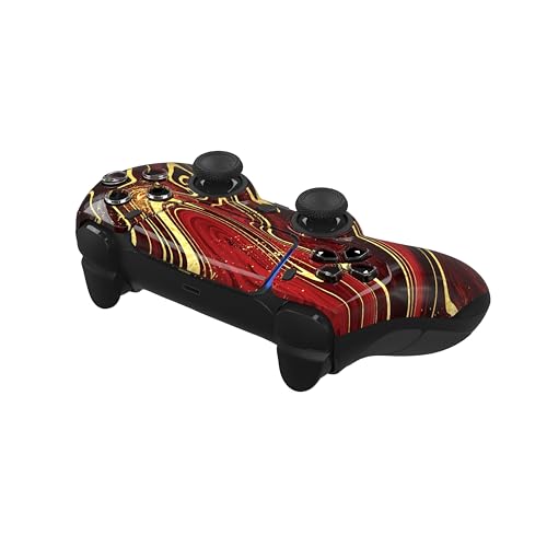 ProControllers LLC Custom Wireless Controller for PS5 - Hand Airbrushed & Multiple Designs Available (Red & Gold Swirl) - color: Red & Gold Swirl