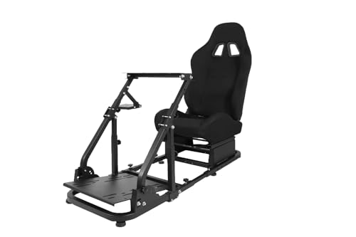 Dardoo More Stable Racing Simulator Cockpit with Game Seat Fit for Logitech G920 G923,for Thrustmaster T150,for Fanatec Steering Wheel Stand with Reinforcement Bars,Not Included Steering Wheel & Pedal