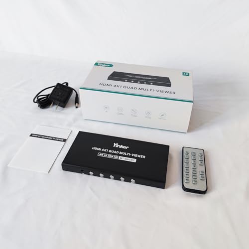 4K HDMI Multiviewer 4x1, 4K@30Hz Seamless HDMI Quad Switcher 4 in 1 Out for Security Camera, Gaming Consoles, Single/Quad/Dual/PBP Modes with IR Remote - size: 4K@30Hz 4x1 w/o KVM