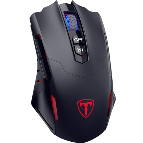 RisoPhy PC400 Wireless Gaming Mouse with 8000 DPI, 2.4G & Bluetooth Dual Mode Connection - Ergonomic Design, 7 Programmable Buttons, RGB backlighting, Precision Sensor for PC and Gaming