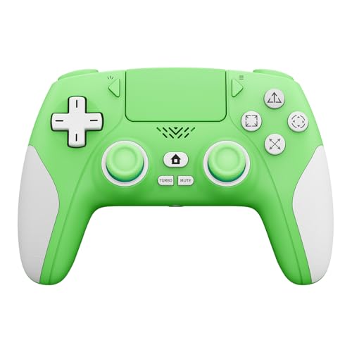 Akalyptra Cool Rgb Wireless Controller for PS-5/PC, Gaming Controller Support Macro/Remap/Turbo Features, Dual Vibration, 3.5mm Audio Jack(White Green) - color: White Green