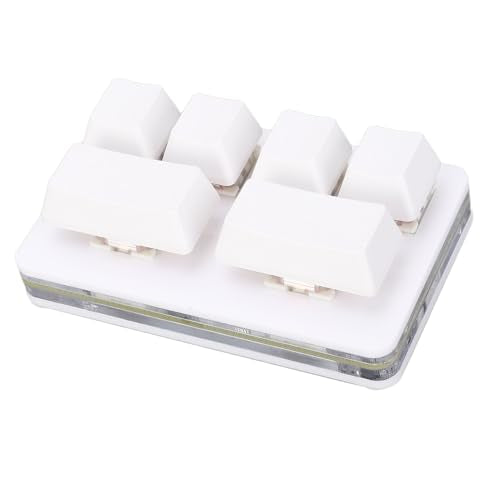 Tissting White 6 Key Gaming Keyboard Programmable Gaming Keyboard Mini USB Keypad Programmable Keyboard One Handed Mechanical Gaming Keypad for Macros or Rhythm Games
