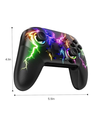 VOYEE Switch Controllers for Switch/Lite/OLED/PC, Pro Controller | Wireless, Programmable, RGB Lightning LED, 10-15H Runtime, One-key Pairing, Turbo, Vibration, 6-Axis Motion Control, Wake-up - color: Black