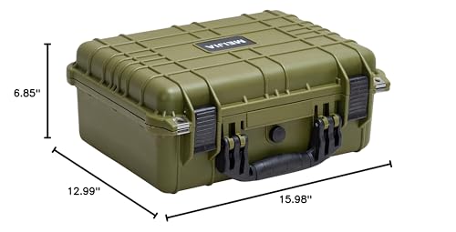 MEIJIA All Weather IP67 Waterproof Hard Camera Case,Hard Protective Case,Hard Case with Customizable Foam,Fit Use of Drones,Camera,Equipments,Pistols(Green,15.98x12.99x6.85inches) - color: Green, size: 15.98x12.99x6.85inches