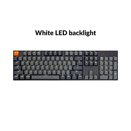 Keychron K10 Full Size 104 Keys Bluetooth Wireless Mechanical Gaming Keyboard for Mac Windows with Keychron Super Red Switch, Multitasking/White LED Backlight/USB C Wired Computer Keyboard - color: Keychron Super Red Switch