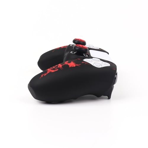 Horned Skull Controller Skin Cover Compatible with PS5/Playstation 5 Controller, RALAN Protector Case Customised Thumb Grip - color: Horned skull Black Red