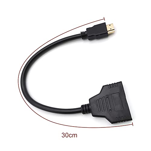 HDMI Splitter Cables Male 1080P to Dual Female 1 to 2 Way HDMI Splitter Adapter Cable for HDTV HD, LED, LCD, TV, Mirror Only Support Two The Same Size TVs at The Same Time 30cm