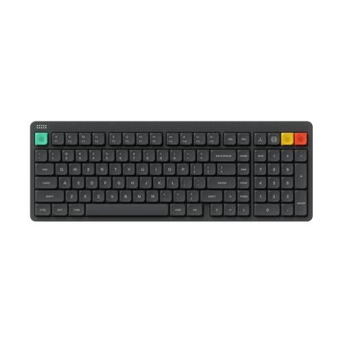 NuPhy Node100 Wireless Mechanical Keyboard, Hot Swappable Custom Low Profile Keyboard, 103 Keys Computer Gaming Keyboards, Supports Touch Gestures, PBT Keycaps, RGB Backlit, Bluetooth/2.4GHz/USB-C - color: Gray, size: Low-profile Red Nano Switch