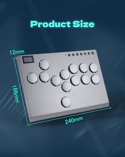 Sehawei All Metal Arcade Stick 13Keys All-Button Controller with Custom RGB & Turbo Functions,Arcade Fighting Stick for PC/Ps3/Ps4/Switch/Steam-Supports SOCD - color: M13 Silvery