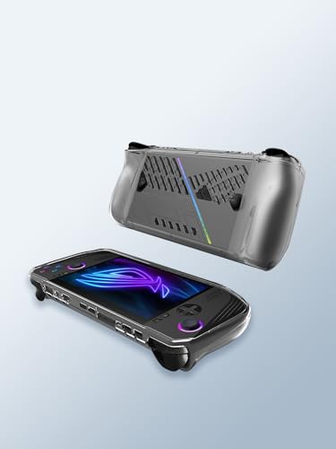 Clear Case for HUASHUO-ROG Ally X 2024 Gaming Handheld Console, Thin Slim Lightweight Scratch Proof,Durable Protection Rubber TPU Cover (Transparent Black)