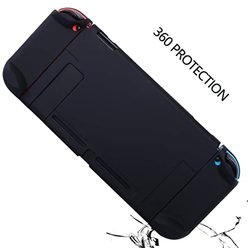 Dockable Case for Nintendo Switch - COMCOOL 3 in 1 Protective Cover Case for Nintendo Switch and Joy-Con Controller with Screen Protector and Thumb grips - Black - color: Black