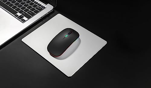 WREANU Wireless Bluetooth Mouse Rechargeable Laptop Mice with LED Lights Silent Slim Use(BT5.2 and 2.4G Portable USB Receiver)Dual Mode Computer Mouse for Laptop/iPad/Tablet/Apple/Computer/Mac(Silver) - color: Silver Wireless Bluetooth Mouse
